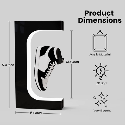 Levitating Shoe Display Stand, Floating Sneaker Stand with Remote 16 Colors LED Light Rotating Magnetic Levitation