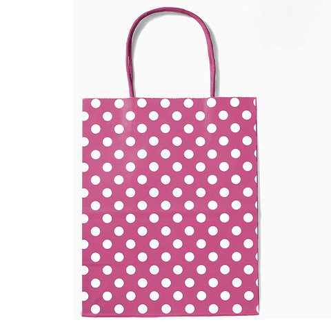 Red Polka DOT Biodegradable, Food Safe Ink & Paper, Premium Quality  Kraft Bag 21x15x8cm (12 Pc Pack)