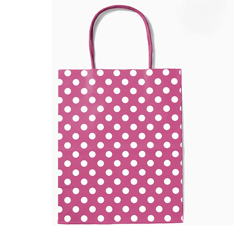 Purple Polka DOT Biodegradable, Food Safe Ink & Paper, Premium Quality  Kraft Bag 21x15x8cm (12 Pc Pack)