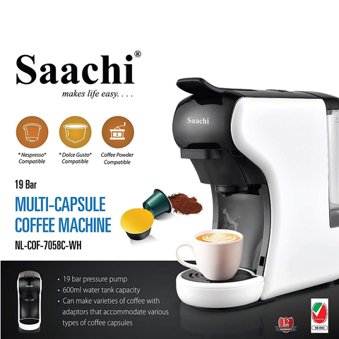 Saachi Multi Capsule Coffee Maker 1450W NL-COF-7058C- WH - White