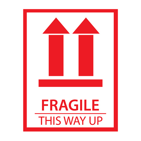 Fragile - Shipping Box Warning Stickers 12 x 8Cms 50Pc Pack - Willow