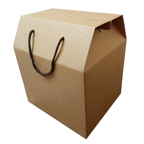 Heavy Duty Medium Kraft Corrugated Boxes with Rope Handles  27x25x11Cm (10Pc Pack) - Willow