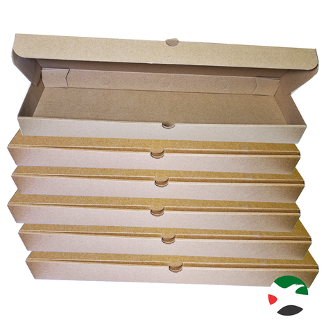 10 Pc Long Brown Corrugated Kraft Box for Kababs & Fatayer - 44x13x4  Cms - Willow