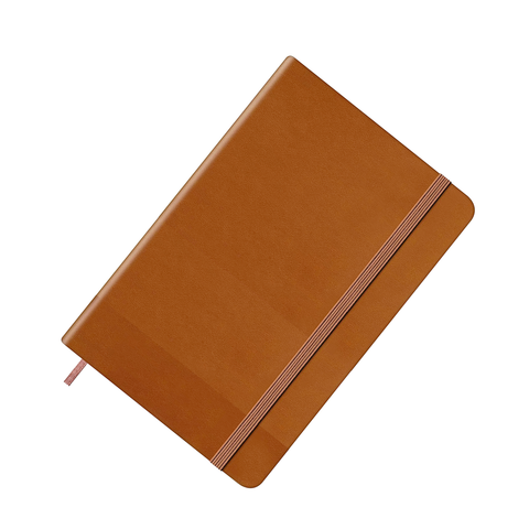 Olmecs PU Soft Leather Covered Notebook With Elastic Strap - Brown
