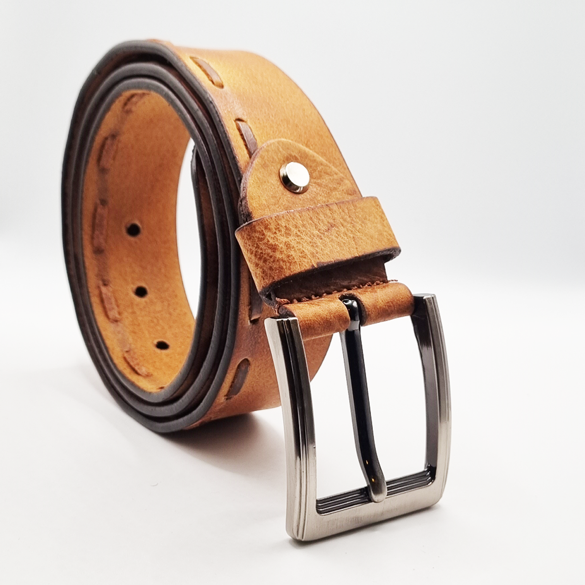 Laurence Olivier Genuine Premium Classic Leather Dress Belt - Brown
