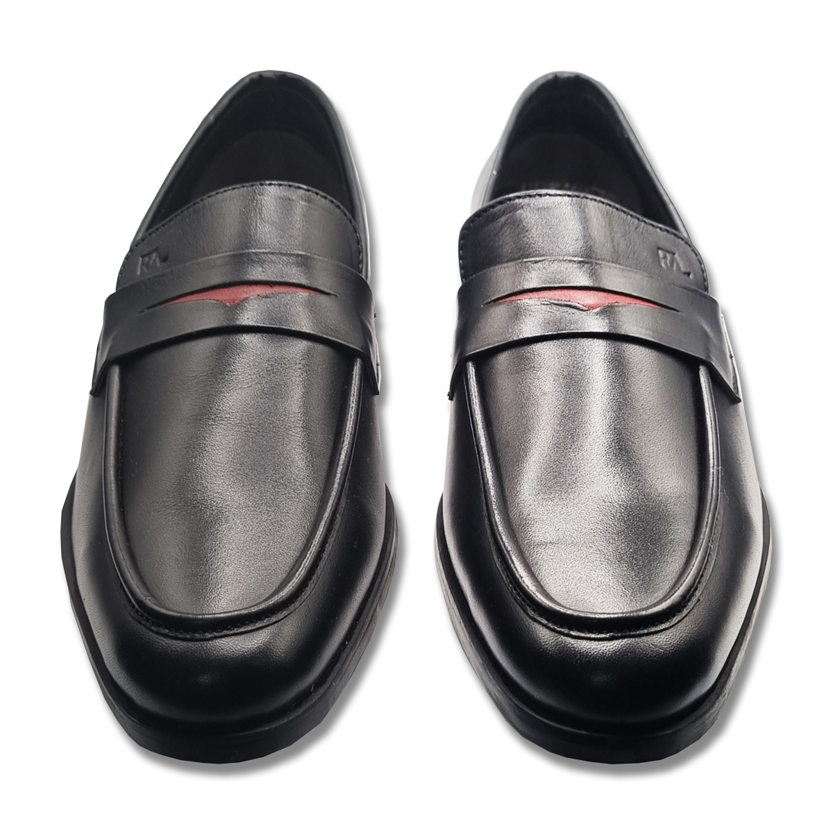 Men Plus Size Black Solid Leather Formal Loafers - Laurence Olivier