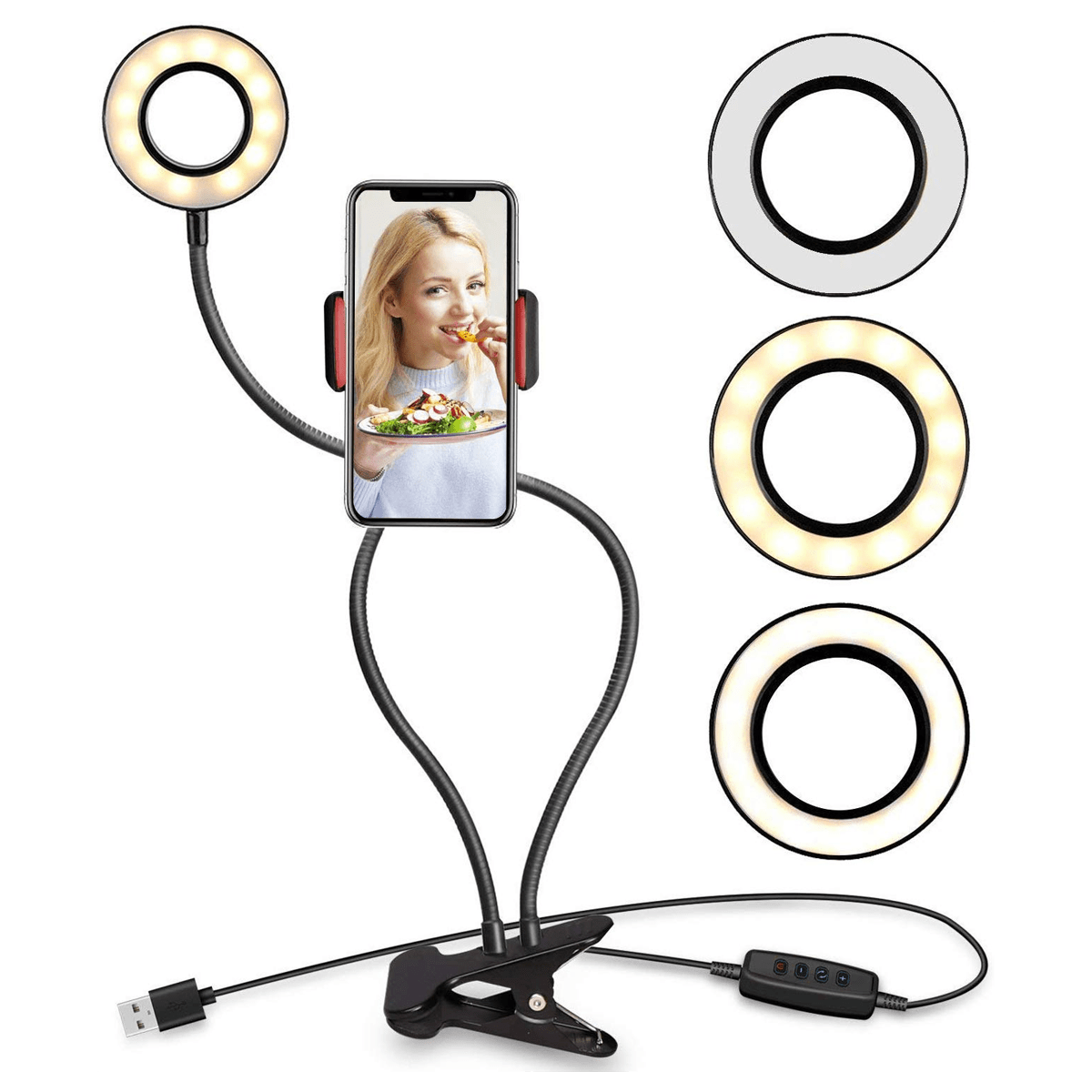 Selfie Ring Light with Cell Phone Holder Stand for Live Stream/Makeup LED Camera Lighting