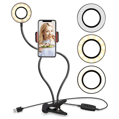 Selfie Ring Light with Cell Phone Holder Stand for Live Stream/Makeup LED Camera Lighting