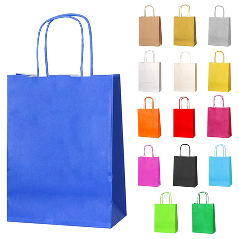 12pc Kraft Paper bags with twisted paper handle Size : 26x21x11cm Light Green - Willow