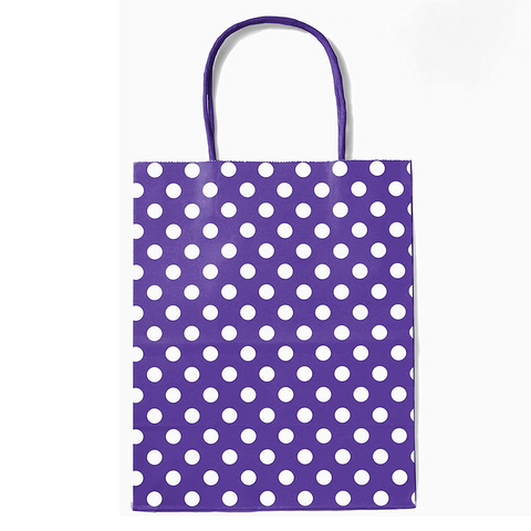 Purple Polka DOT Biodegradable, Food Safe Ink & Paper, Premium Quality  Kraft Bag 21x15x8cm (12 Pc Pack)