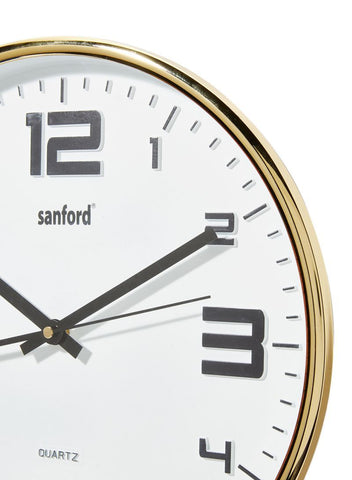 Sanford Round Analog Wall Clock White/Black