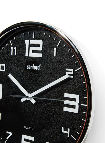 Sanford Round Analog Wall Clock Black/White