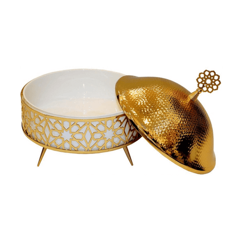 Big Brass Gold Traditional Serving Bowl Round H8.0cm x 25cm Diameter - SquareDubai