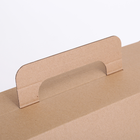 Medium Corrugated Brown Kraft Boxes with Handle  35x25x10 Cm (10Pc Pack) - WILLOW