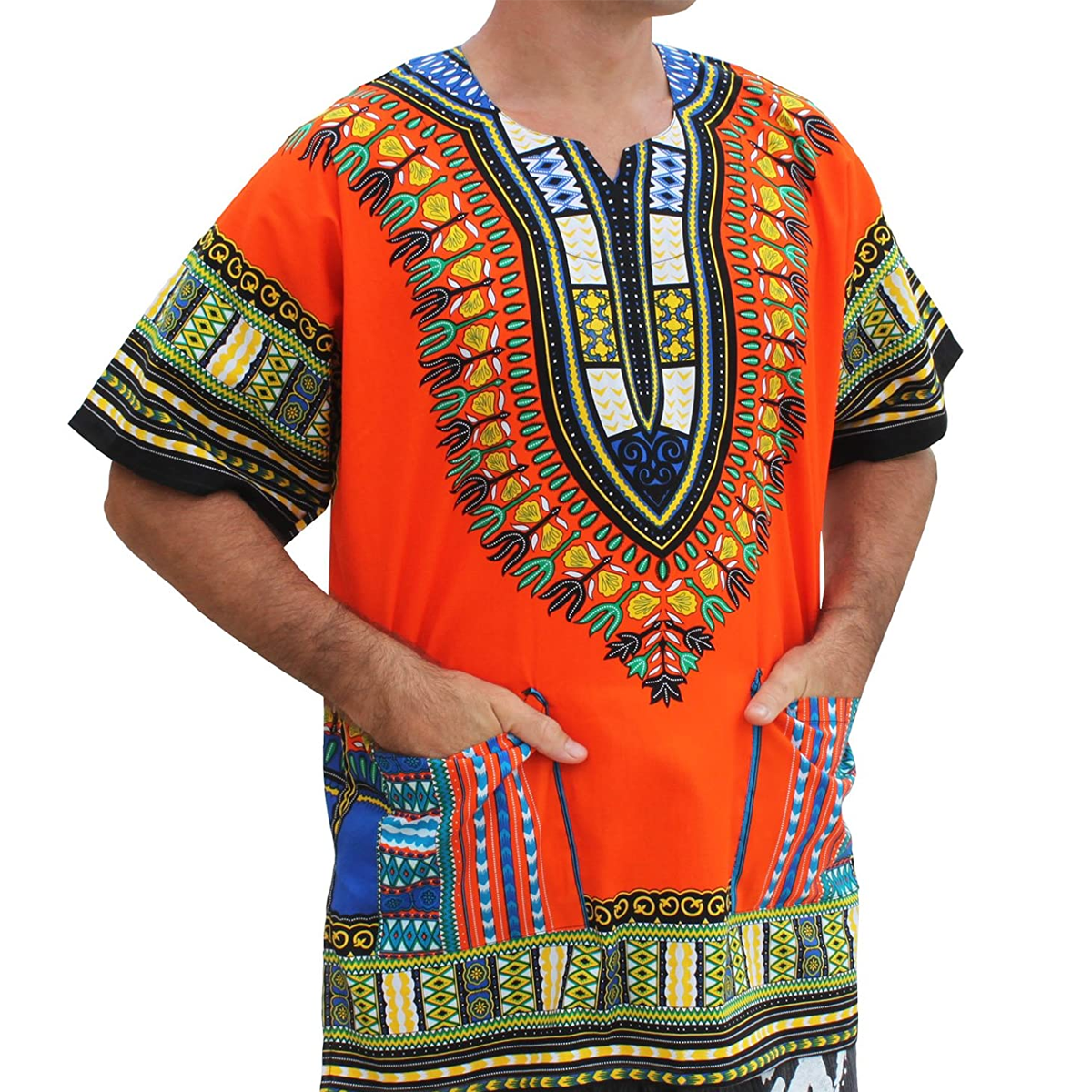 Tribe Premium Traditional Colourful African Dashiki Thailand Style - Orange