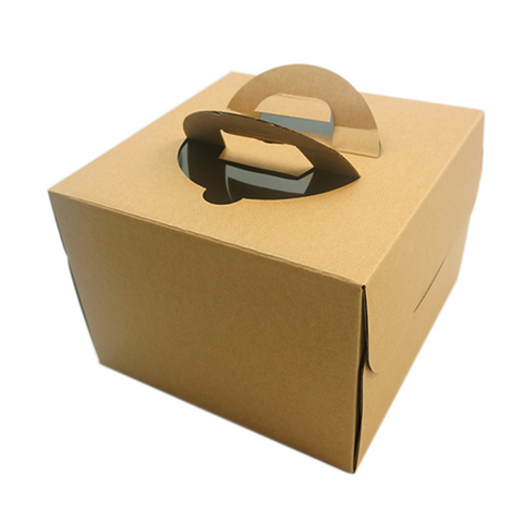 Small Brown Kraft Cake boxes with Window & Handle (35x35x17.5Cms) 10Pc Pack