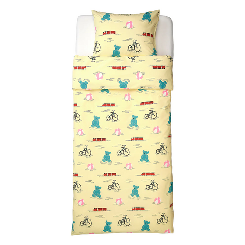 Quilt cover and pillowcase, toys yellow, 150x200/50x80 cm - KAPPHAST