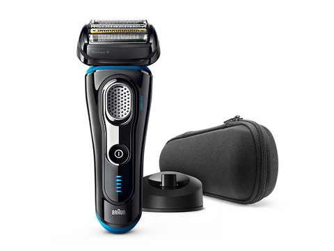 Braun Series 9 9240s Wet & Dry shaver with travel pouch, black / blue.