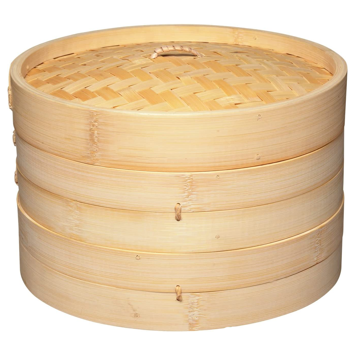 Kitchencraft Oriental World Of Flavours Two Tier Bamboo Steamer Basket With Lid - 20Cms