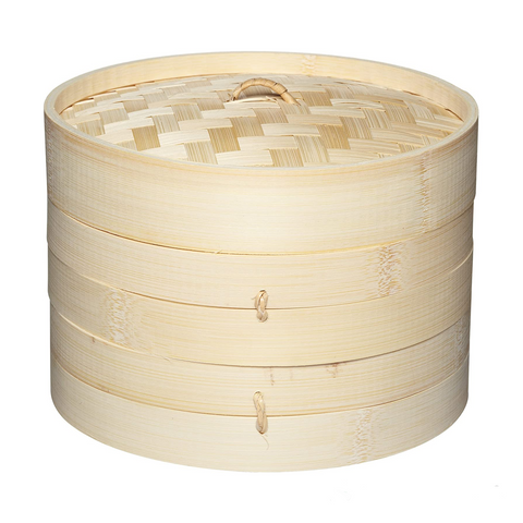 Kitchencraft Oriental World Of Flavours Two Tier Bamboo Steamer Basket With Lid - 20Cms