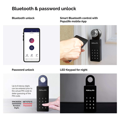 Populife Keybox，IP65 Bluetooth Smart Key Lock Box