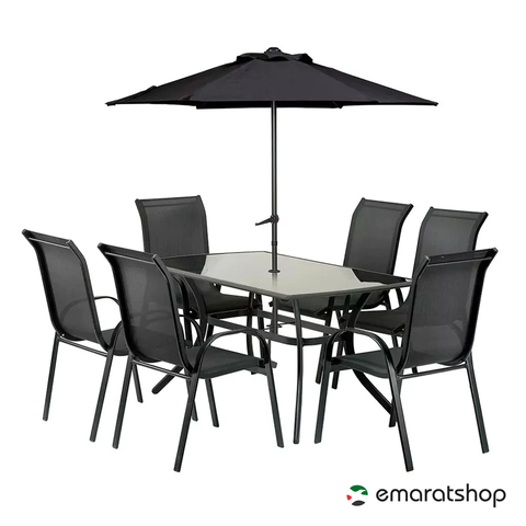 Procamp Large Steel Rectangular 8 Piece Patio Set