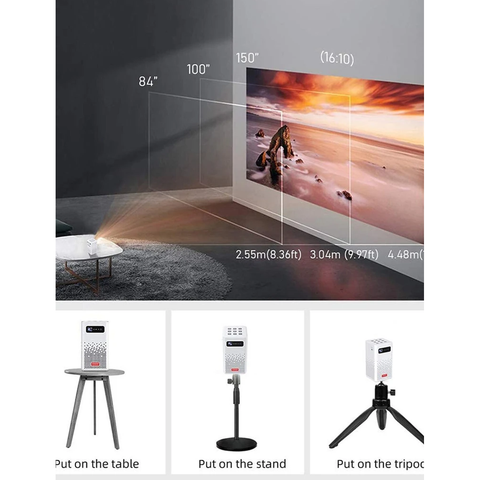 C900 Upright Projector with BT Speaker Smart DLP Projector Bluetooth 5.0 1080P - Black