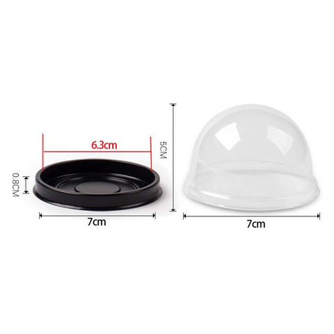 50 pcs Plastic Round Cake Boxes with Transparent Dome  for Mooncake Cake Cheese (Black Tray)