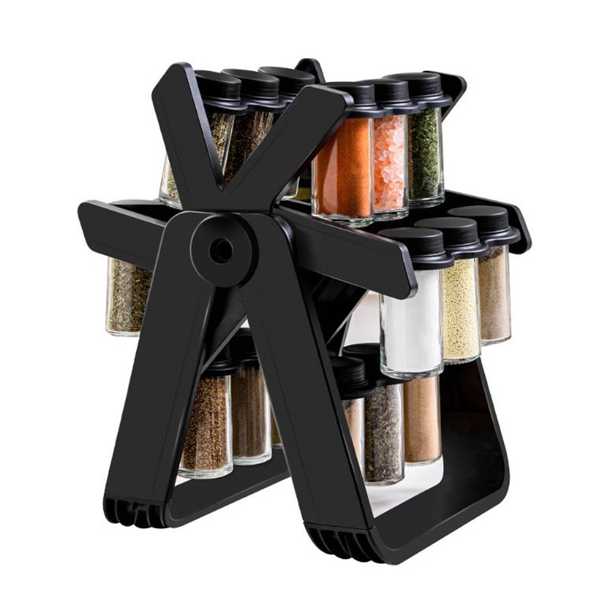 360° Revolving Ferris Wheel Spice Rack and Jars Countertop Organizer With 18 Spice Jars Set