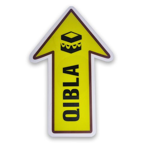 Kebla Sign Qibla Sign on Hard PVC With Peel Off Sticker 20x13 Cms Yellow/Black ...