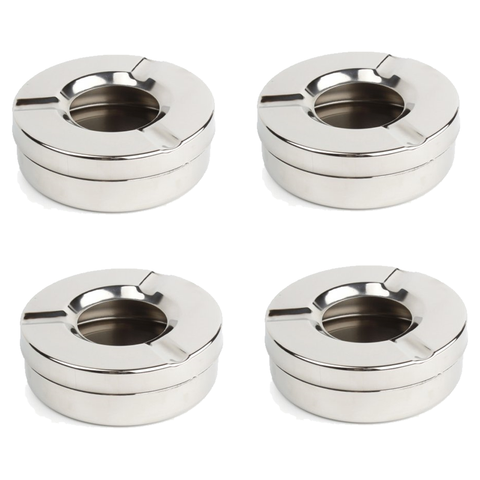 Olmecs Stainless Steel Round Ashtray  (4Pc Pack)