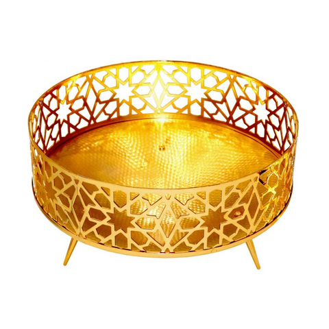 Big Brass Gold Traditional Serving Bowl Round H8.0cm x 25cm Diameter - SquareDubai