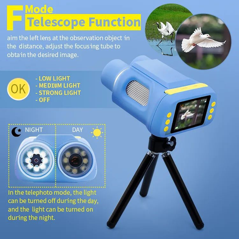 Emma Portable Two Lenses Kids Microscope with Binocular, 2 inch Screen for 3-12 Years