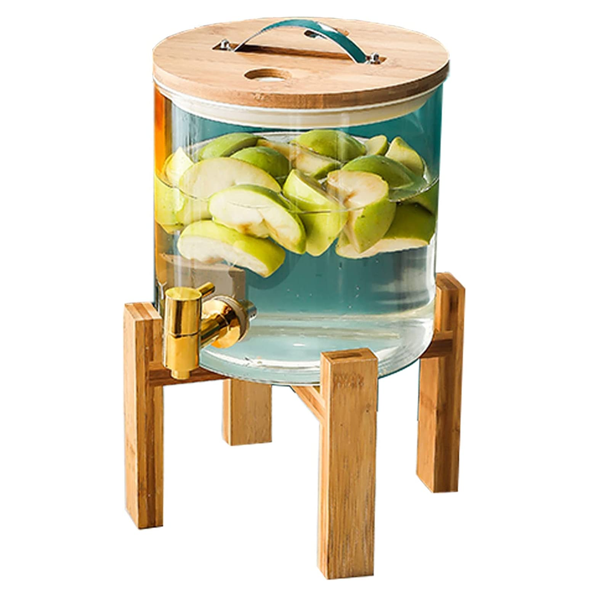 Olmecs Juice Dispenser with Leak Free Tap, and Wooden Stand (5Ltr)