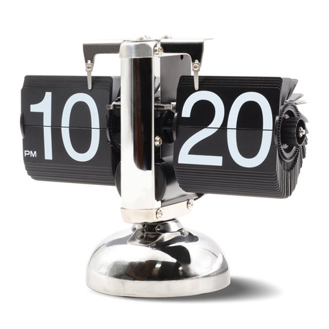 Olmecs Retro Vintage Flip Desk Clock Home Décor Ideal for Home Office - Black