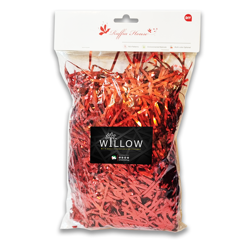 Red Glitter Raffia Paper Shreds & Strands Shredded Confetti for Basket Filling - WILLOW
