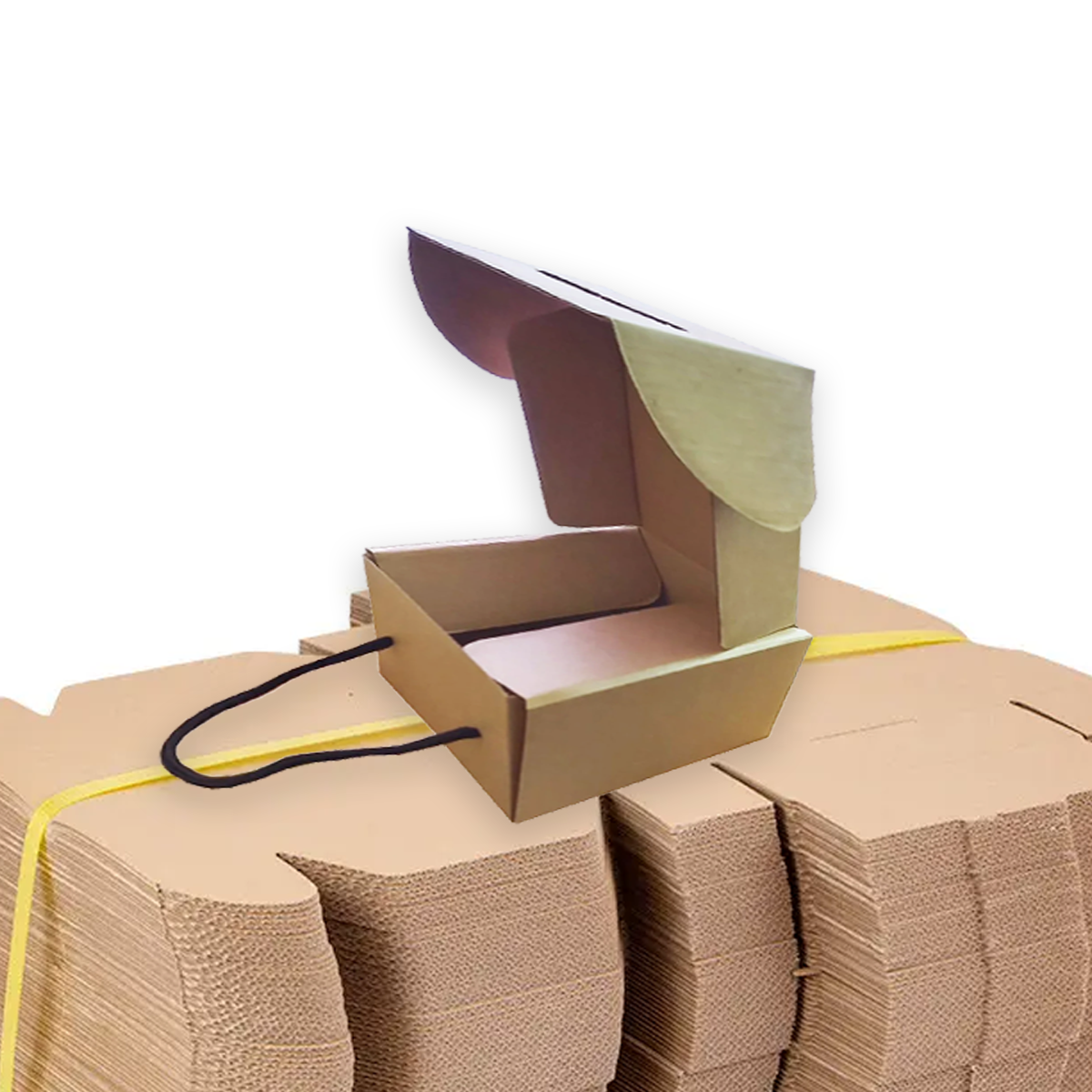 100Pc Pack Kraft Paper Box with Rope Handle 17x17x10Cm - Willow ...