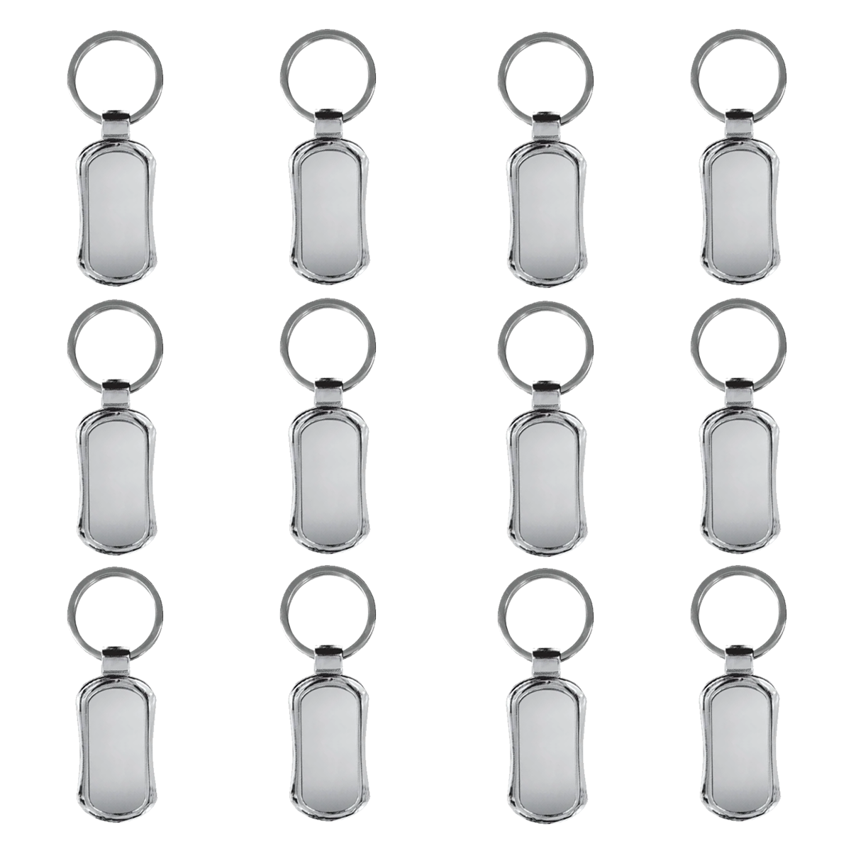 Olmecs Promotional Rectangular Oval Shaped Metal Keychain (12 Pc Pack)