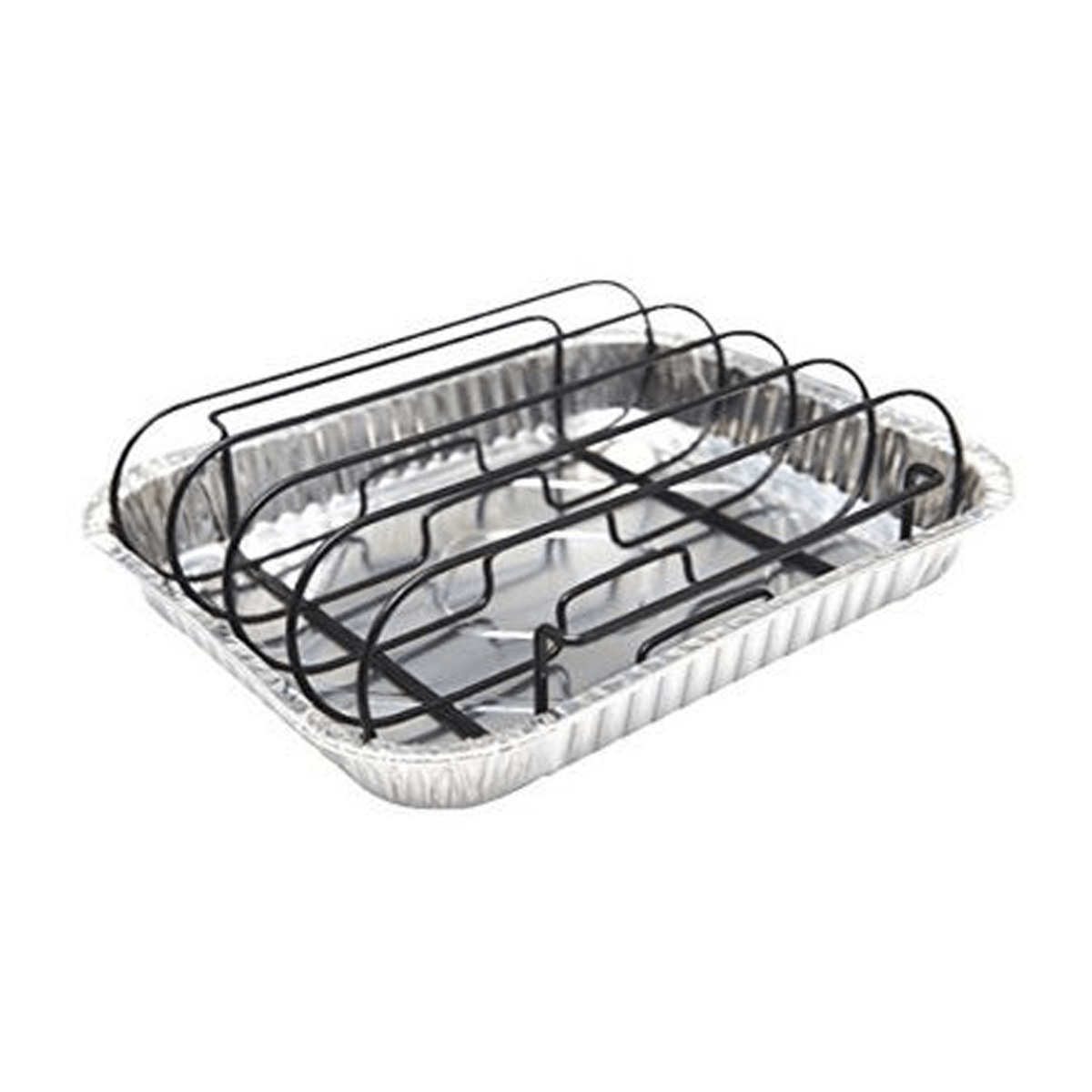 Grillpro 41615 Non-Stick Rib Rack & 3 Roast Pans (Black & Silver, 4 pc.)