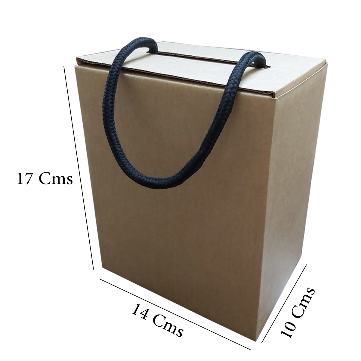 Small Kraft Paper Box  with Handle 14x17x10Cm (10Pc Pack) - Willow