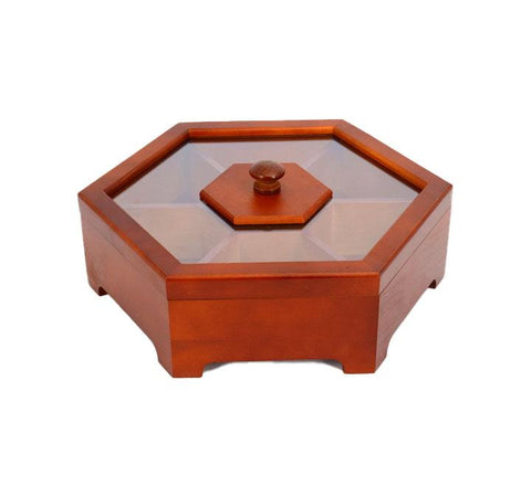 Hexagonal Wooden Candy Tray 7 Section