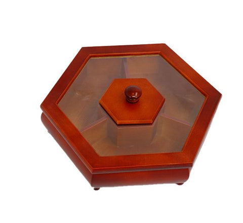 Hexagonal Wooden Candy Tray 4 SectionS