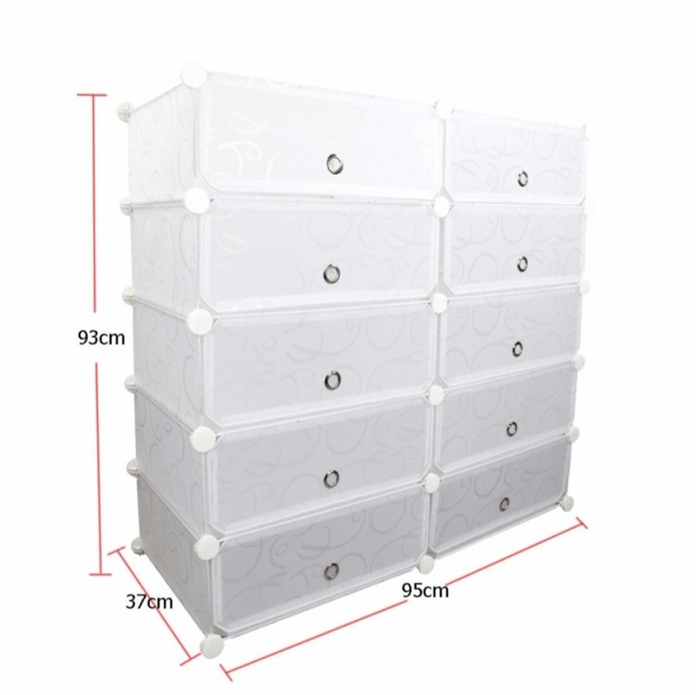 10 Cubes DIY Storage Plastic Shoe Cabinet (White) - SquareDubai