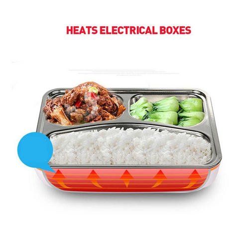 Electronic Insulated Lunch Box Stainless Steel / Car Electric Heating