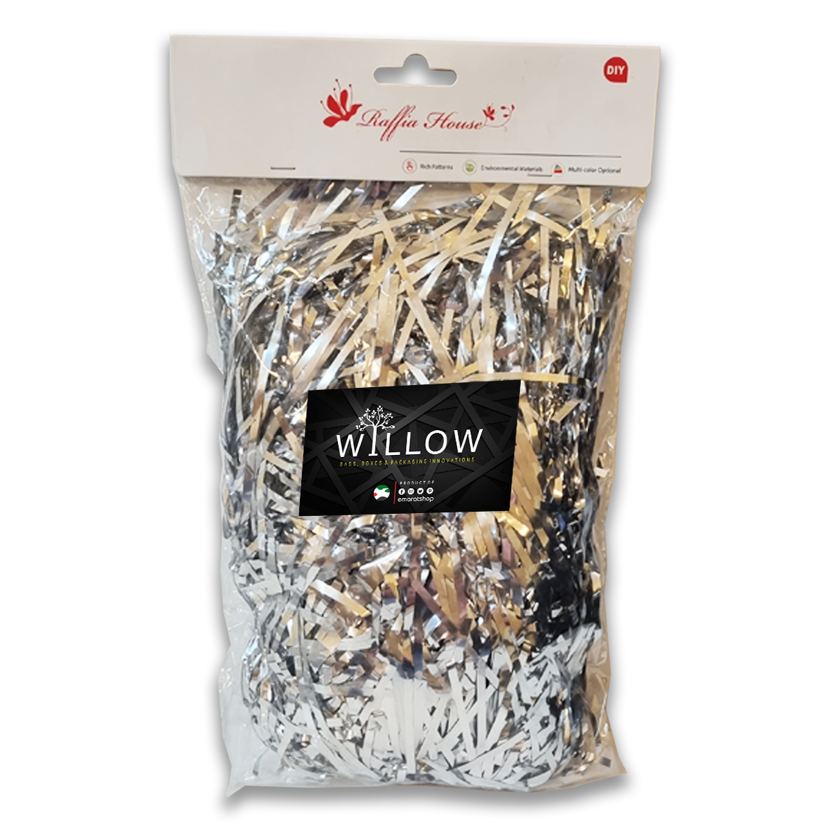 Red Glitter Raffia Paper Shreds & Strands Shredded Confetti for Basket Filling - WILLOW