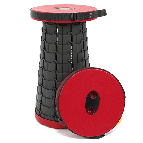 Telescopic Plastic Stool Shrinkable Camping Fishing Garden Folding Chair - BLACK