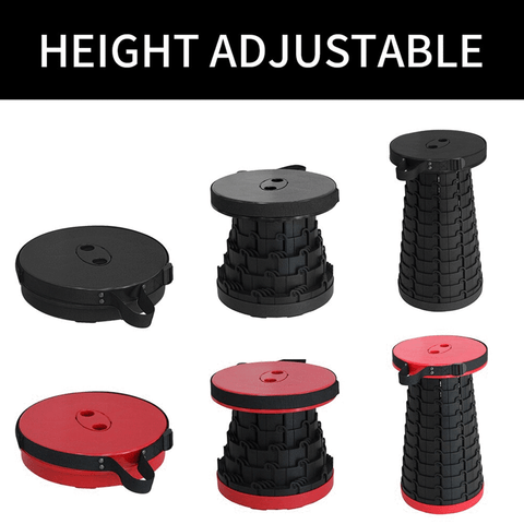 Telescopic Plastic Stool Shrinkable Camping Fishing Garden Folding Chair - BLACK