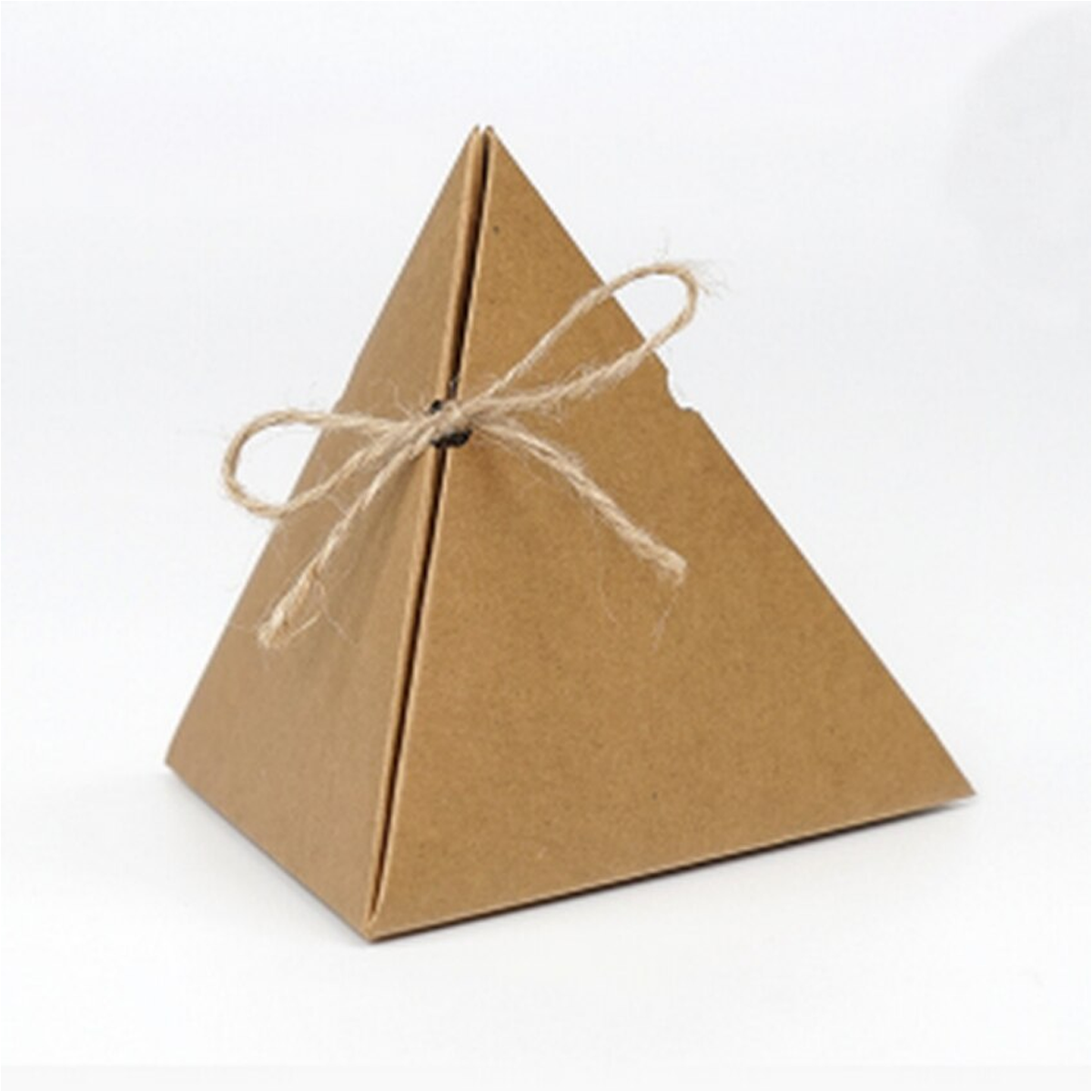 Brown Kraft Paper Triangular Pyramid Wedding Favors Candy Boxes (50Pc Pack)
