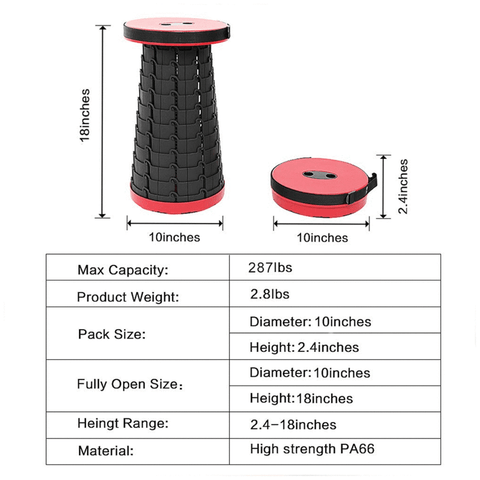 Telescopic Plastic Stool Shrinkable Camping Fishing Garden Folding Chair - GREY