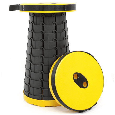 Telescopic Plastic Stool Shrinkable Camping Fishing Garden Folding Chair - BLACK